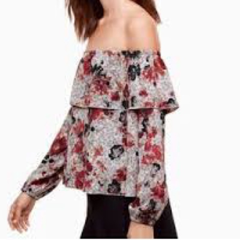 Aritzia Wilfred Floral Off The Shoulder Blouse